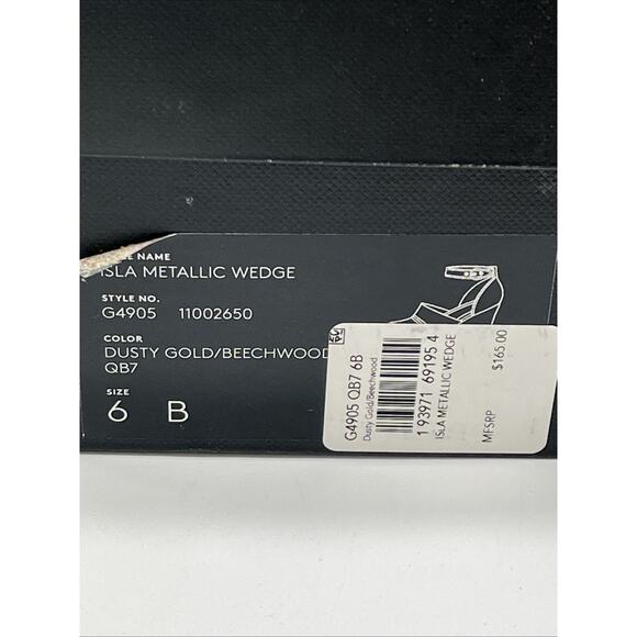 Coach Leather Isla Metallic Wedge Sandal Size 6 MSRP $165 New With Box - Picture 9 of 9